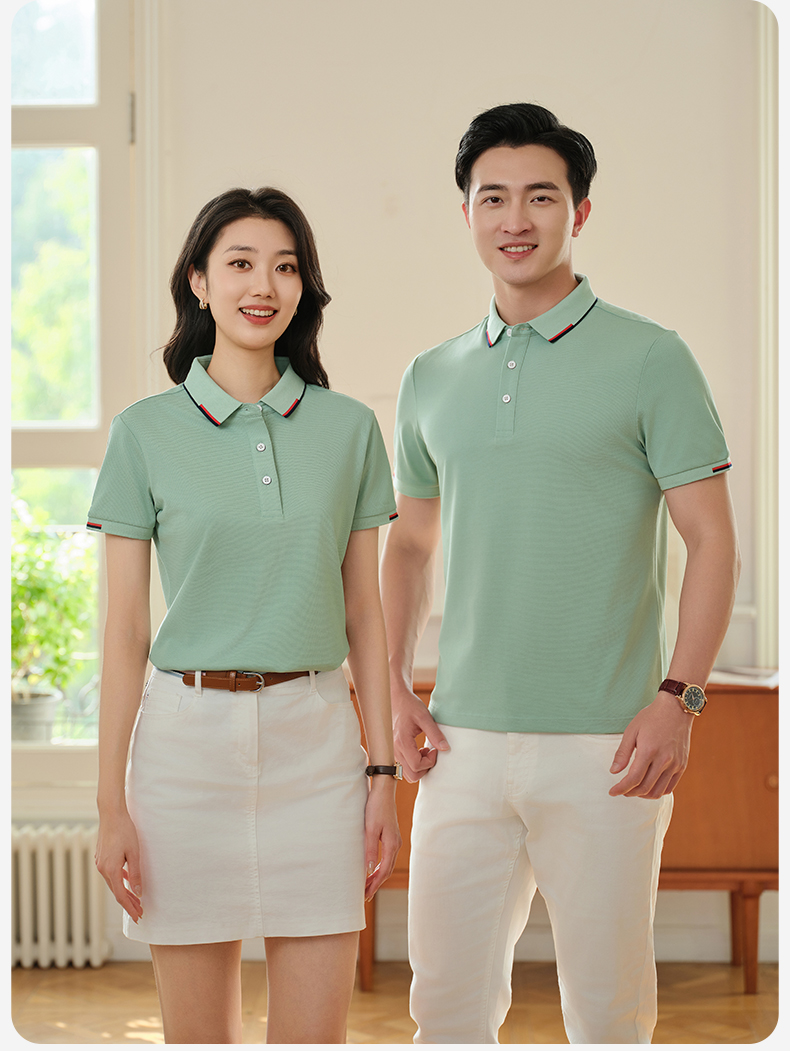 185G40 Xinjiang cotton pique lapel short-sleeved POLO shirt 5A antibacterial GJ19-321