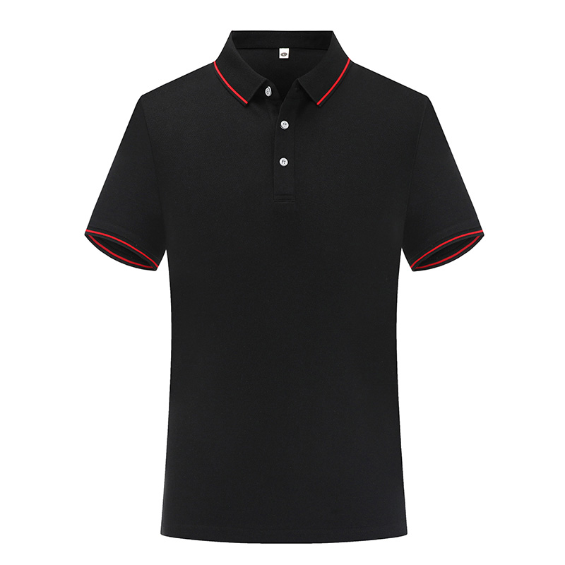 210g double-sided hexagonal striped collar short-sleeved lapel polo shirt GJ10-2308