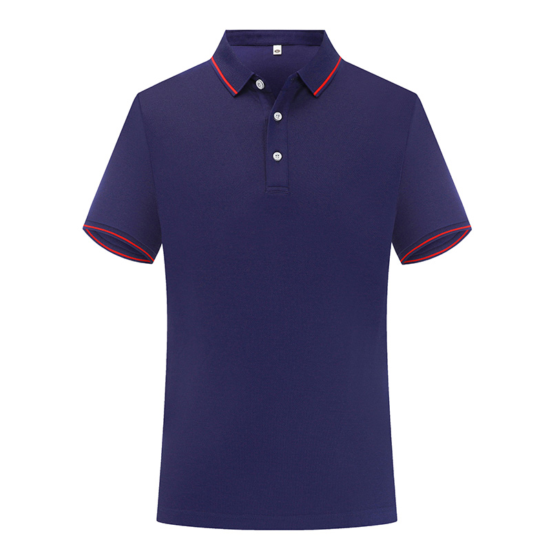 210g double-sided hexagonal striped collar short-sleeved lapel polo shirt GJ10-2308