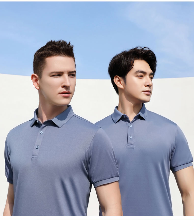 210g cool and comfortable ice silk solid color short-sleeved lapel polo shirt I03-2901