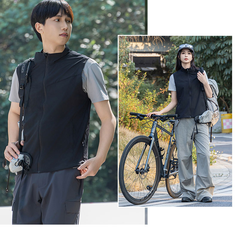 Outdoor hiking and cycling cool breathable vest thin water-proof stand collar vest KG2-5318