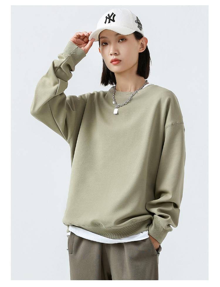 500g heavyweight pure cotton silver fox velvet drop shoulder round neck sweatshirt G21-U-X965