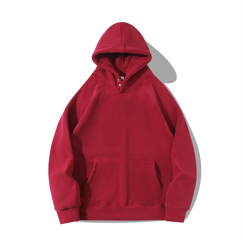 600g heavyweight warm double-sided fleece button hooded sweatshirt G21-U-XD068