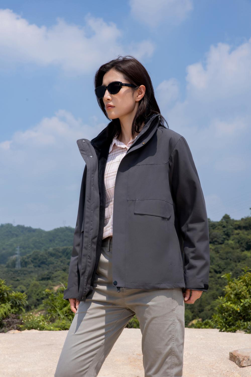 1866#3-in-1/small Oxford anti-hanging and anti-wrinkle soft liner/three-proof jacket//YKK zipper