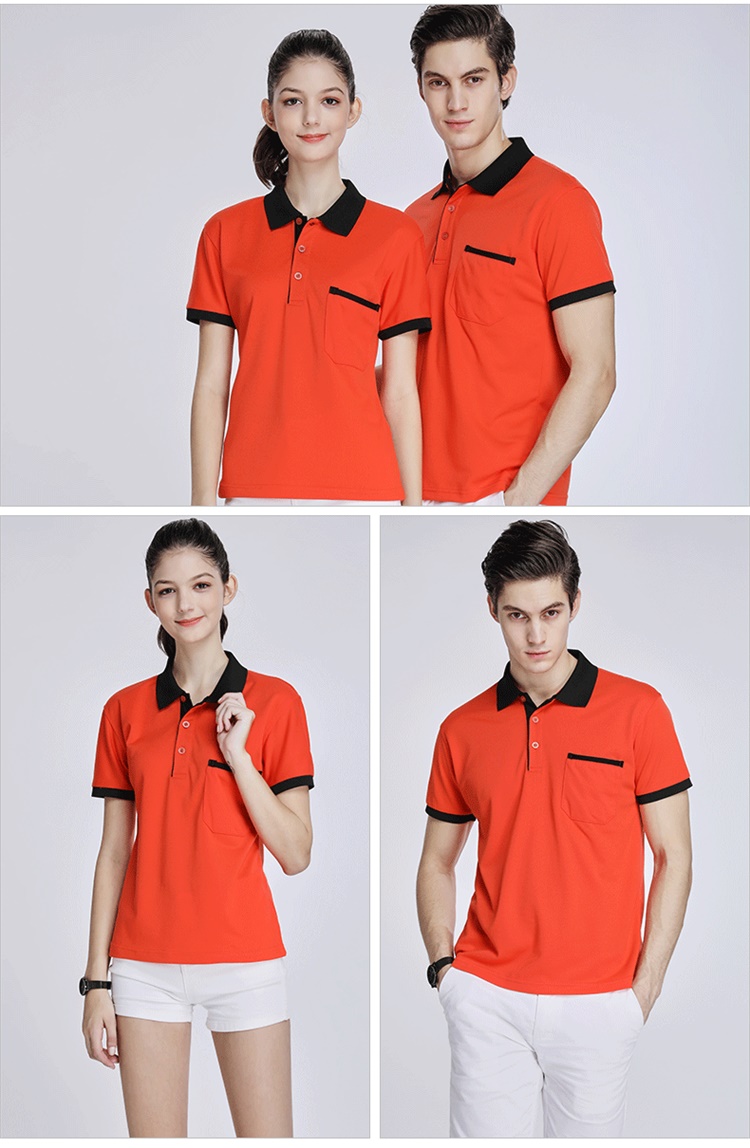 240g rayon pique pocket style color matching collar short sleeve POLO shirt unisex GT3-644