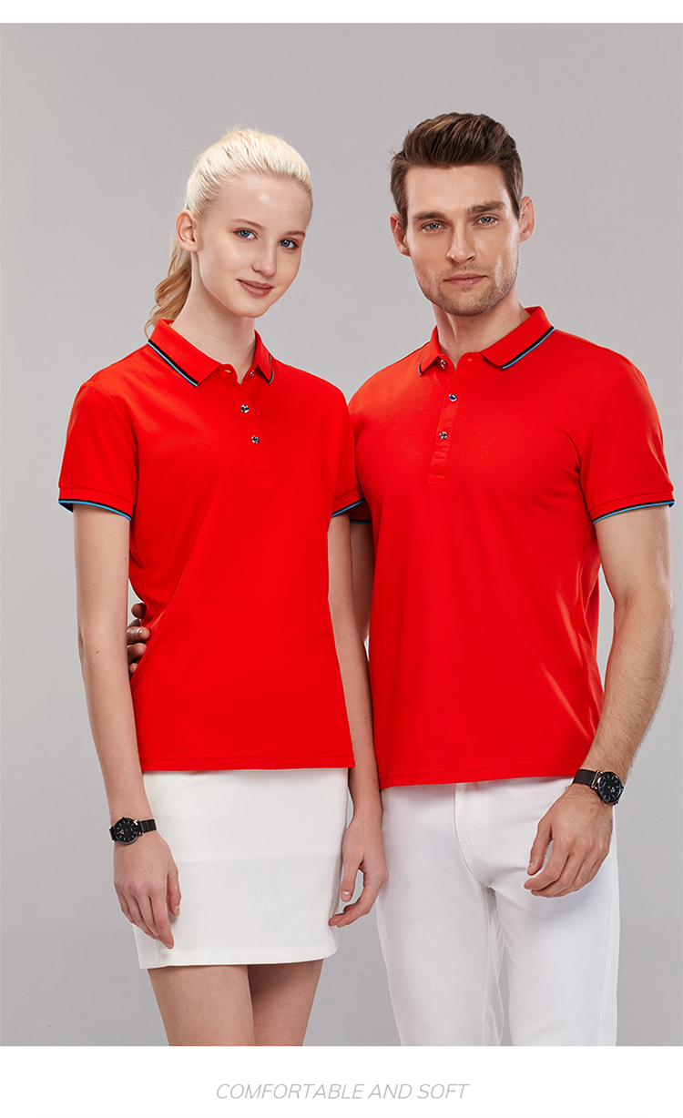 180g fine beaded two-level collar short-sleeved lapel POLO shirt for women GB13-9019