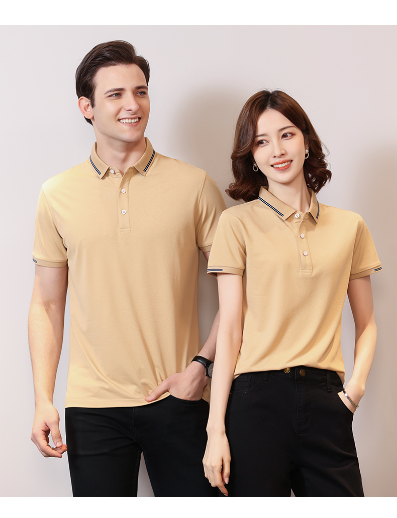 195g 40 count silk cotton lapel short sleeve POLO shirt GJ15-6609