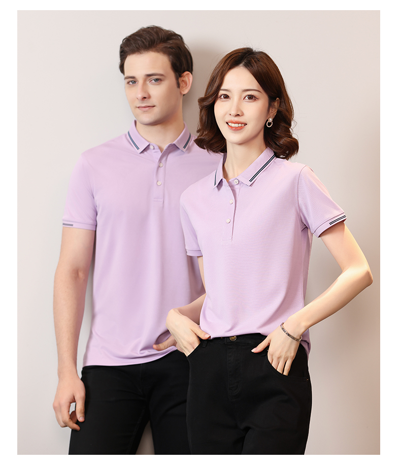 195g 40 count silk cotton lapel short sleeve POLO shirt GJ15-6609