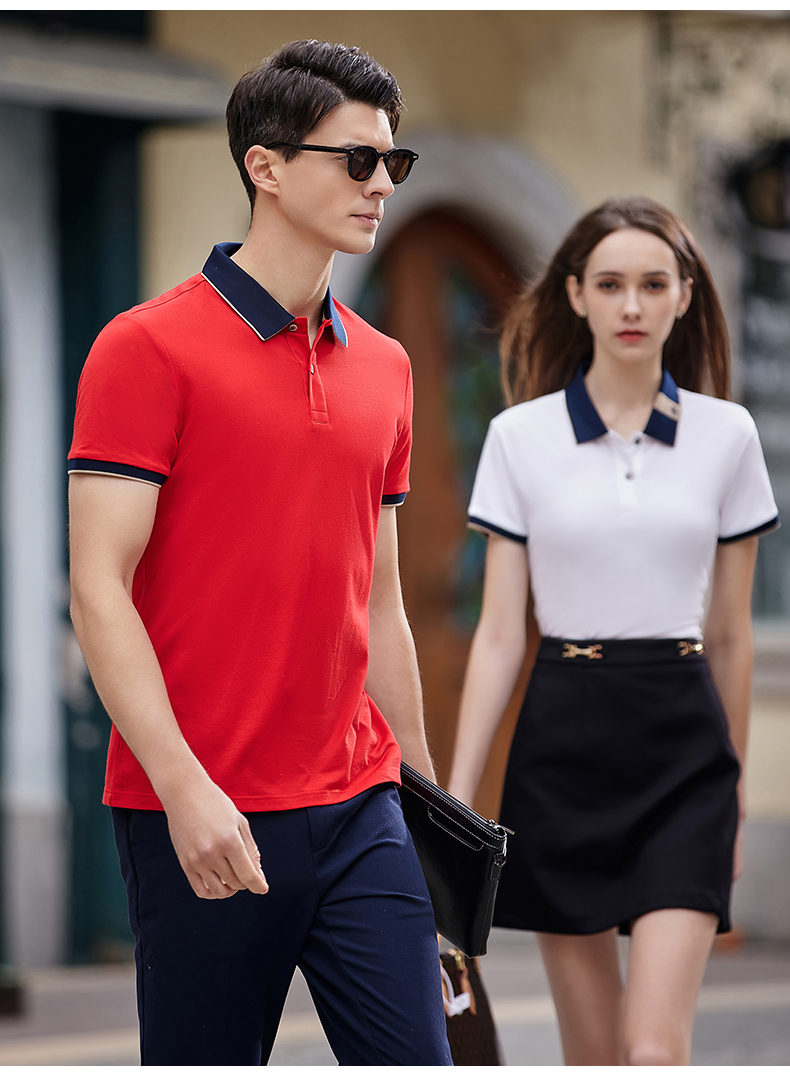 195g hexagonal mercerized antibacterial beads lapel short-sleeved polo shirt 72-2383