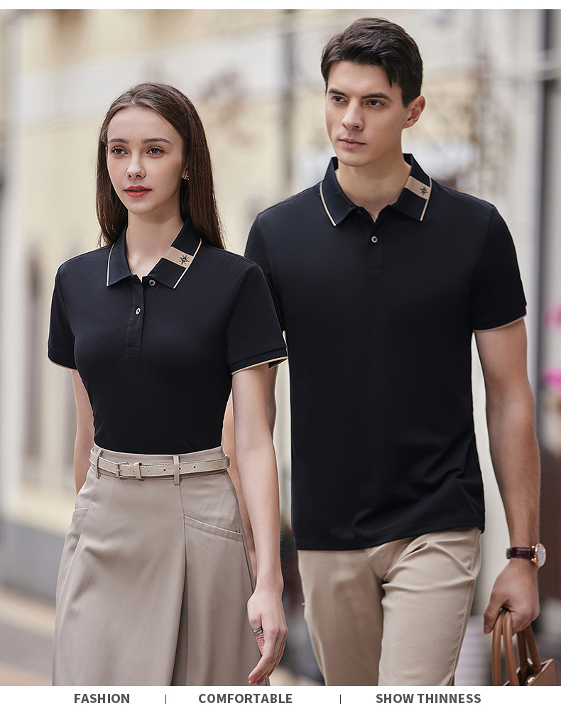 195g hexagonal mercerized antibacterial beads lapel short-sleeved polo shirt 72-2383