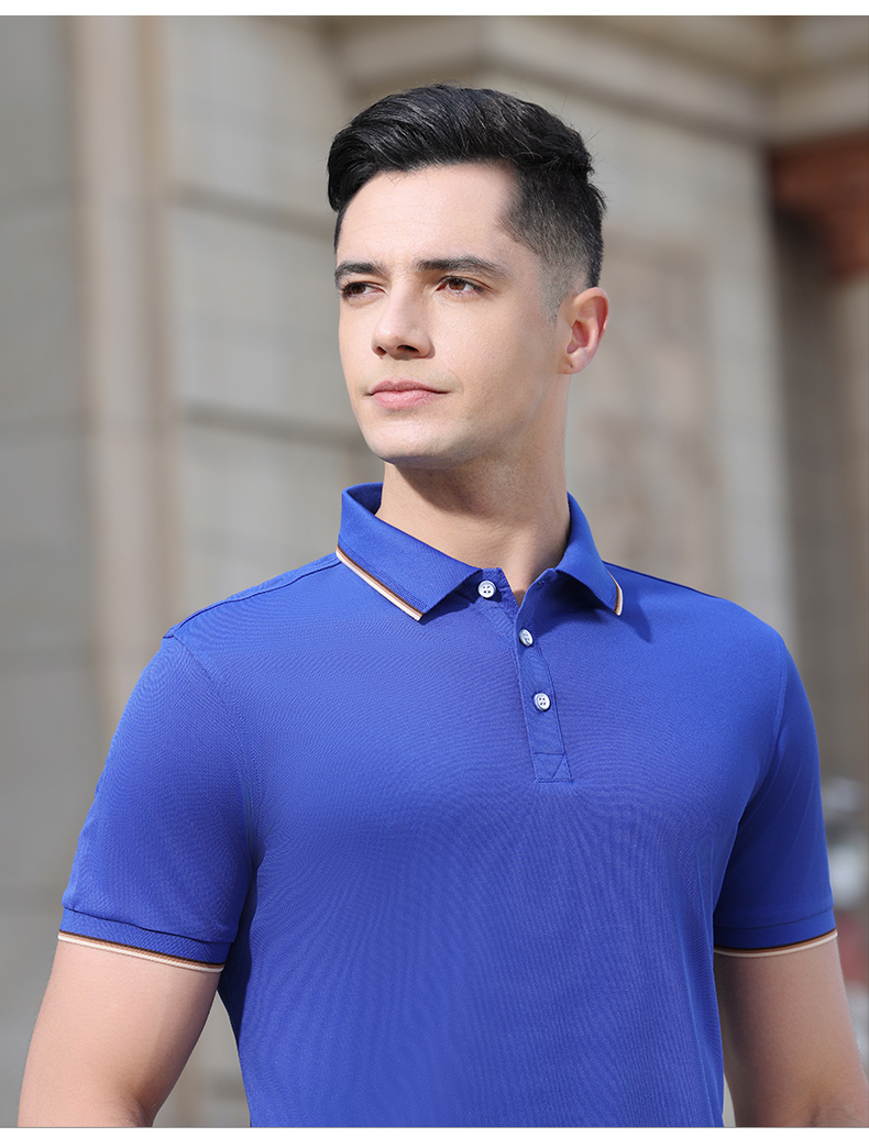 180g Lingchuang series combed cotton interlaced short-sleeved lapel POLO shirt YZ02-923