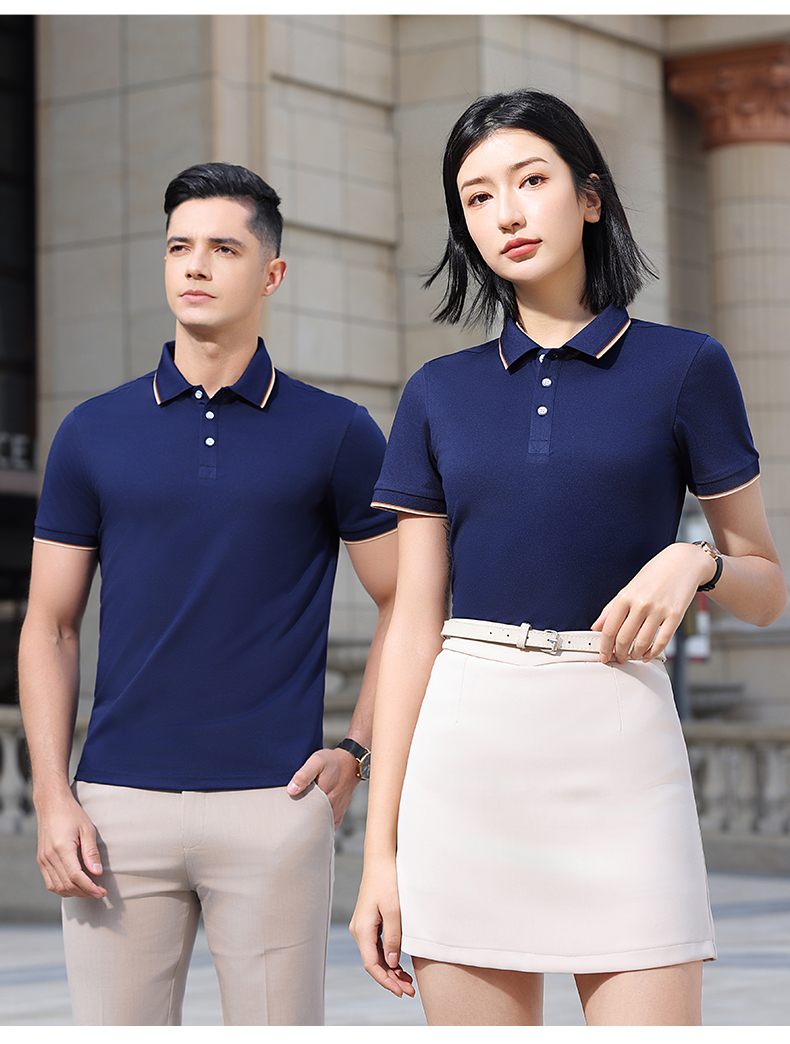 180g Lingchuang series combed cotton interlaced short-sleeved lapel POLO shirt YZ02-923