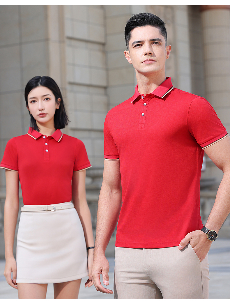 180g Lingchuang series combed cotton interlaced short-sleeved lapel POLO shirt YZ02-923