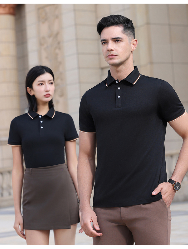 180g Lingchuang series combed cotton interlaced short-sleeved lapel POLO shirt YZ02-923