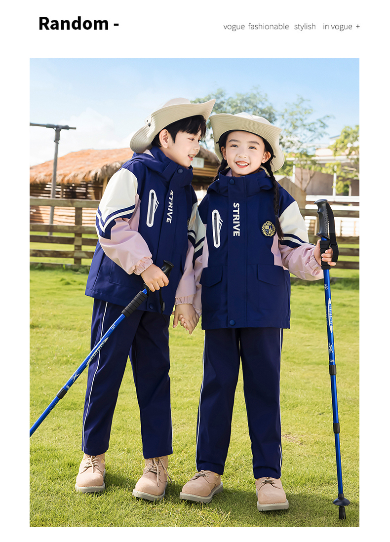 Campus style primary and secondary school students jacket three-in-one children style 215-9138 three-piece set (with label)