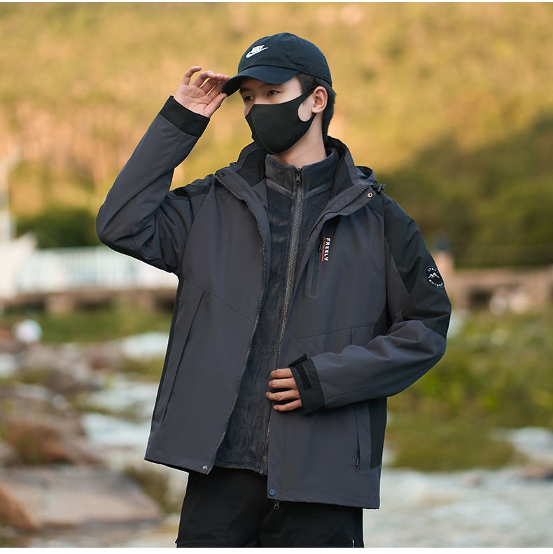 Water-repellent polar fleece liner three-in-one jacket KE2-S2408 men