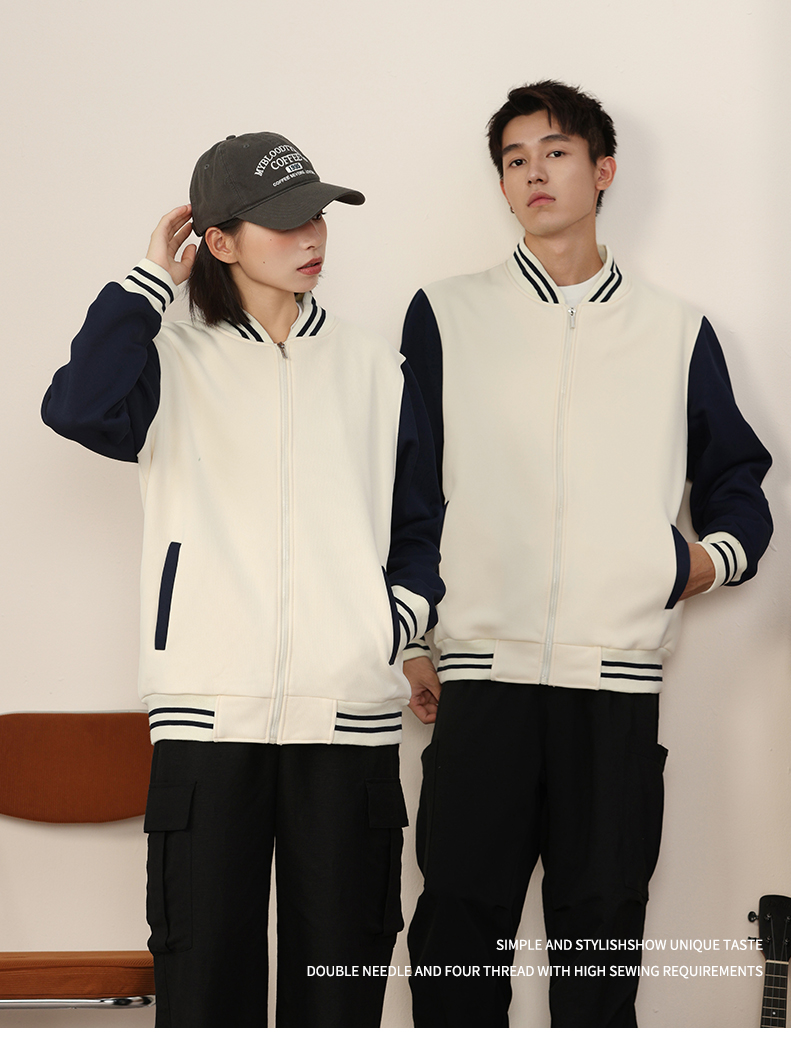 350g Korean cotton thin straight zipper baseball jacket H04-YS009