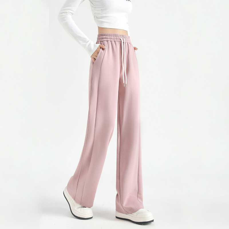 High waist drape design slim straight casual pants G32-2403