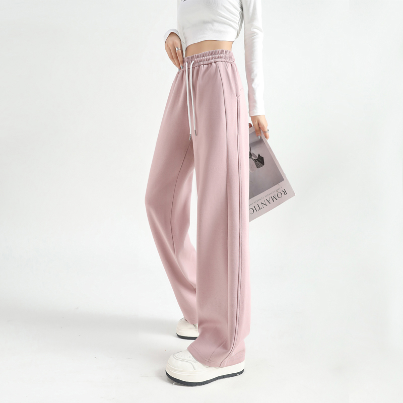 High waist drape design slim straight casual pants G32-2403