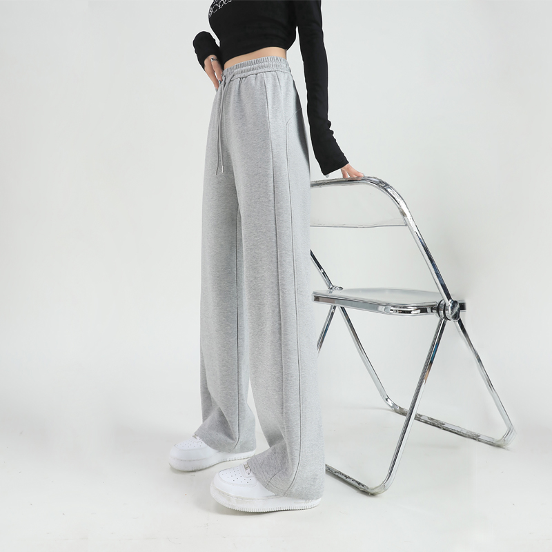 High waist drape design slim straight casual pants G32-2403