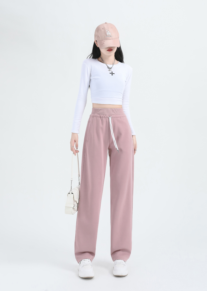 High waist high-grade drape straight pants G32-3019