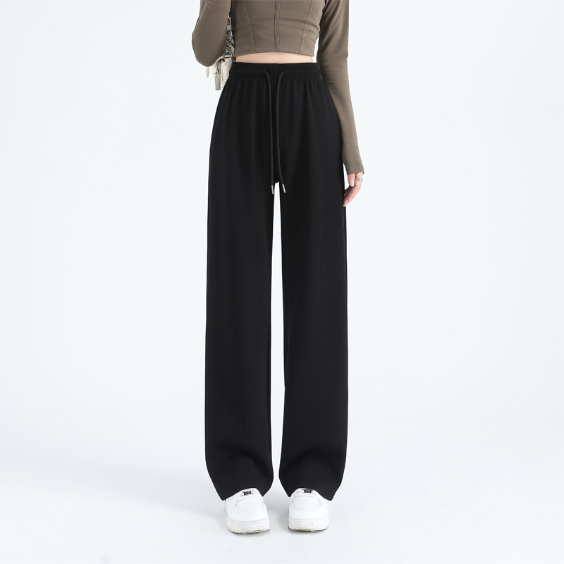 Waffle slim mid-rise straight wide-leg sports pants G32-7001