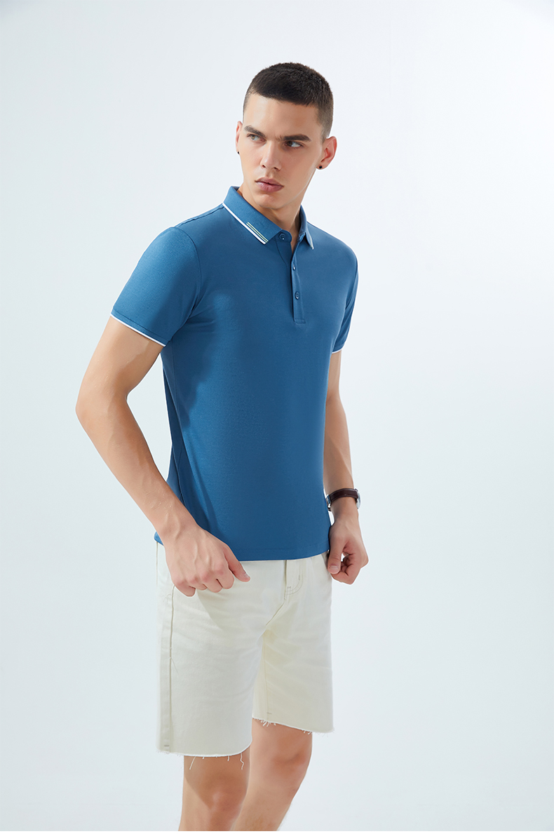 180g32 count mercerized cotton silk interlaced collar short sleeve POLO shirt universal style GJ39-8901