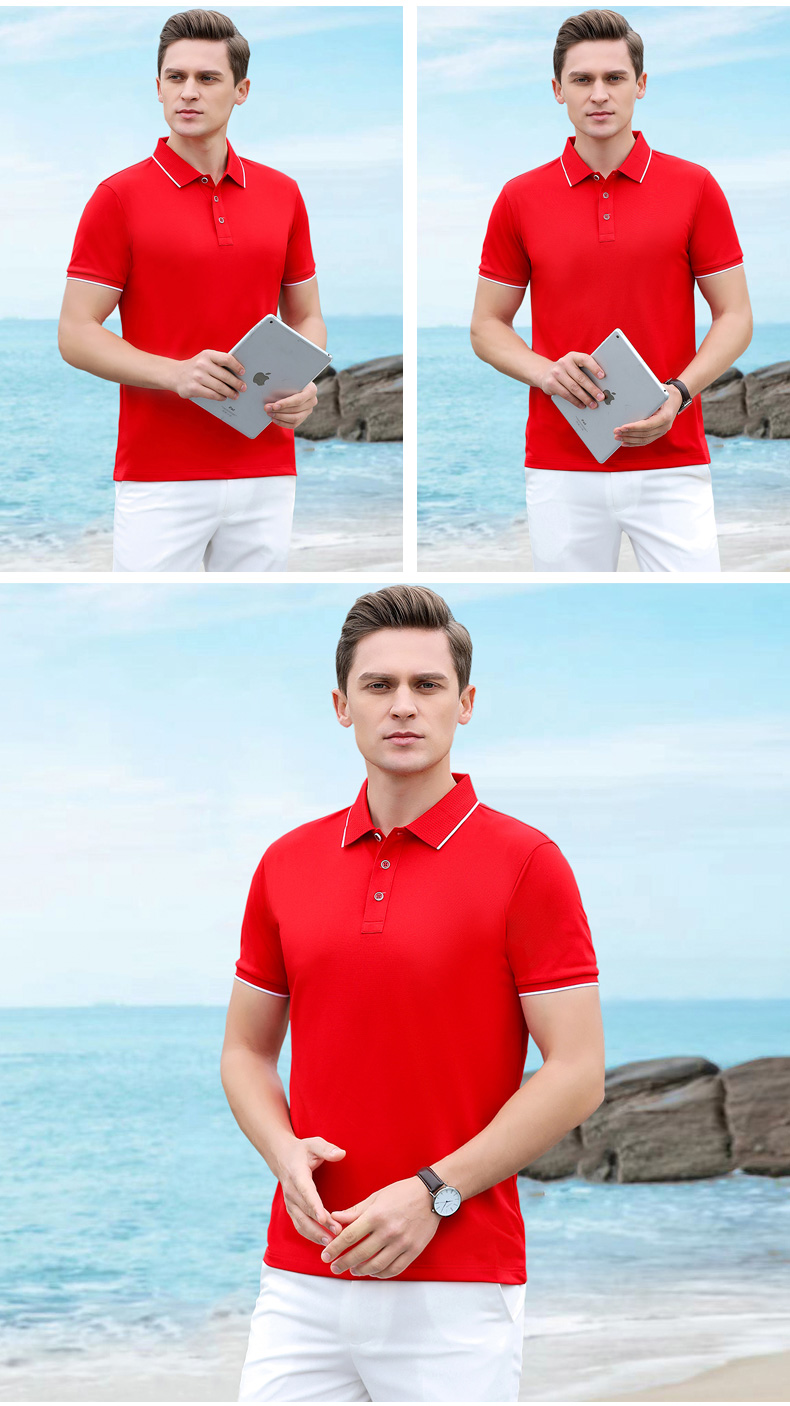 Quick-drying silk color collar lapel short-sleeved POLO shirt universal style GJ22-163