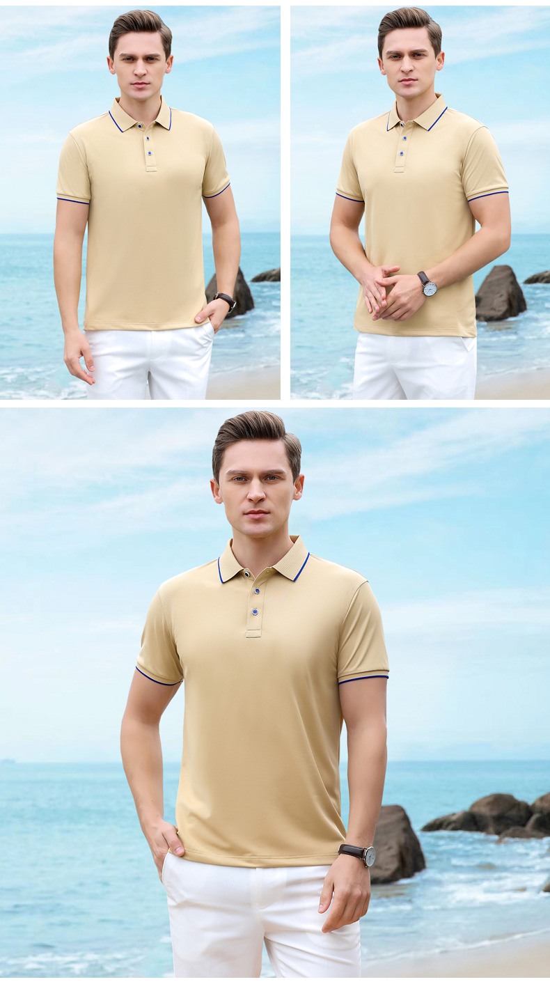 Quick-drying silk color collar lapel short-sleeved POLO shirt universal style GJ22-163