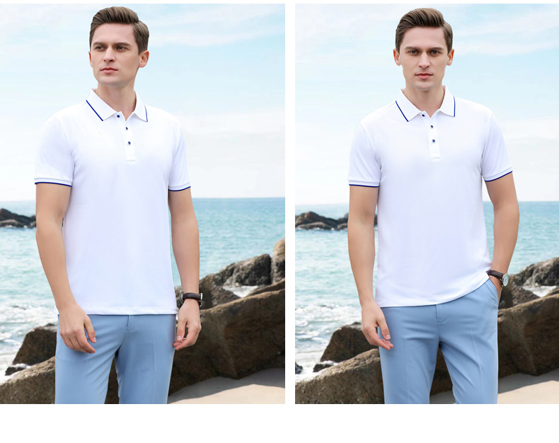 Quick-drying silk color collar lapel short-sleeved POLO shirt universal style GJ22-163