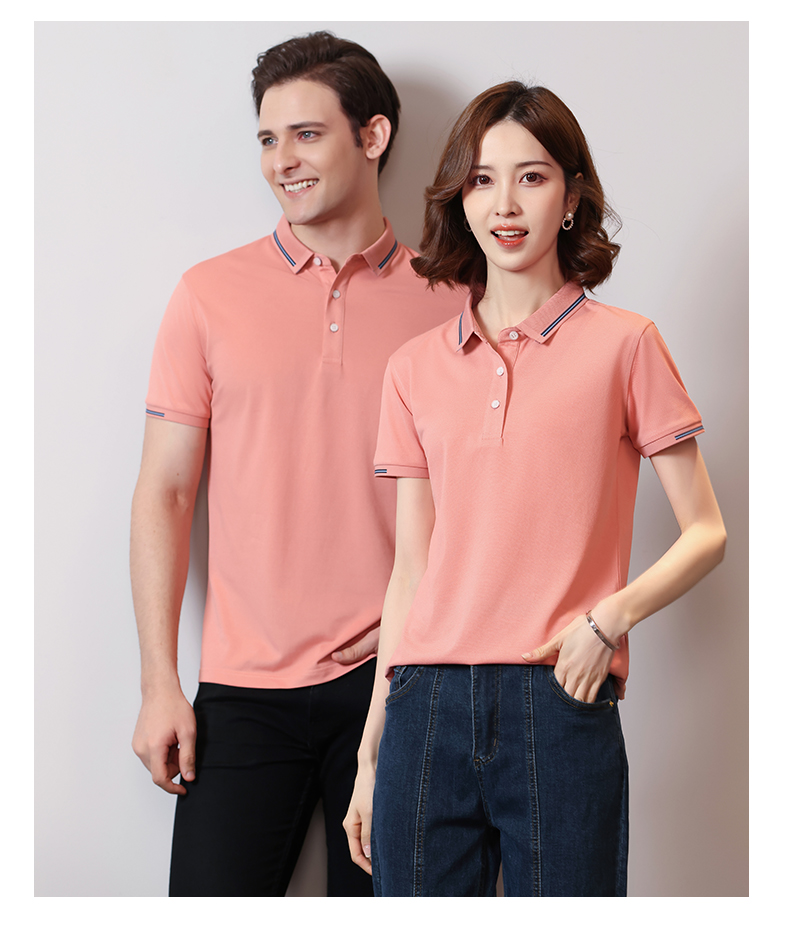 195g 40 count silk cotton lapel short sleeve POLO shirt GJ15-6609