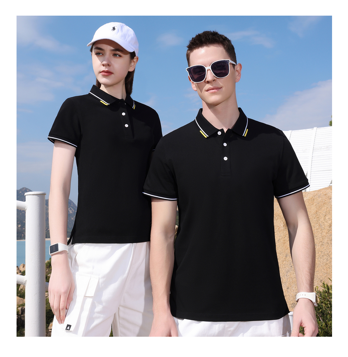 195g 26 count Fuji cotton pique lapel short sleeve POLO shirt universal GJ19-308