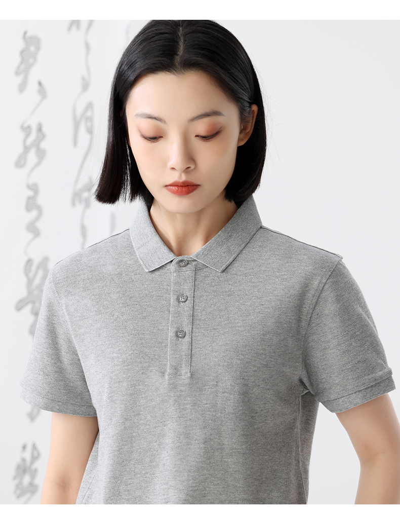 220g21 yarn combed long-staple cotton solid color lapel short-sleeved POLO shirt S02-23008