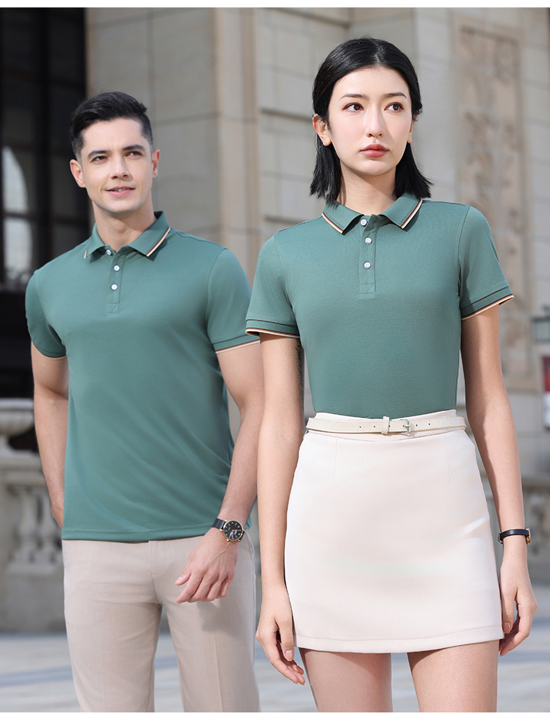 180g Lingchuang series combed cotton interlaced short-sleeved lapel POLO shirt YZ02-923