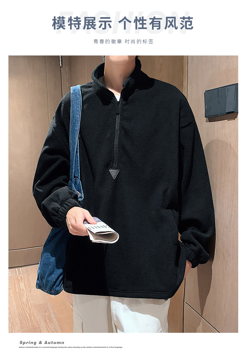 Autumn and winter solid color stand collar zipper sweatshirt KW-2317