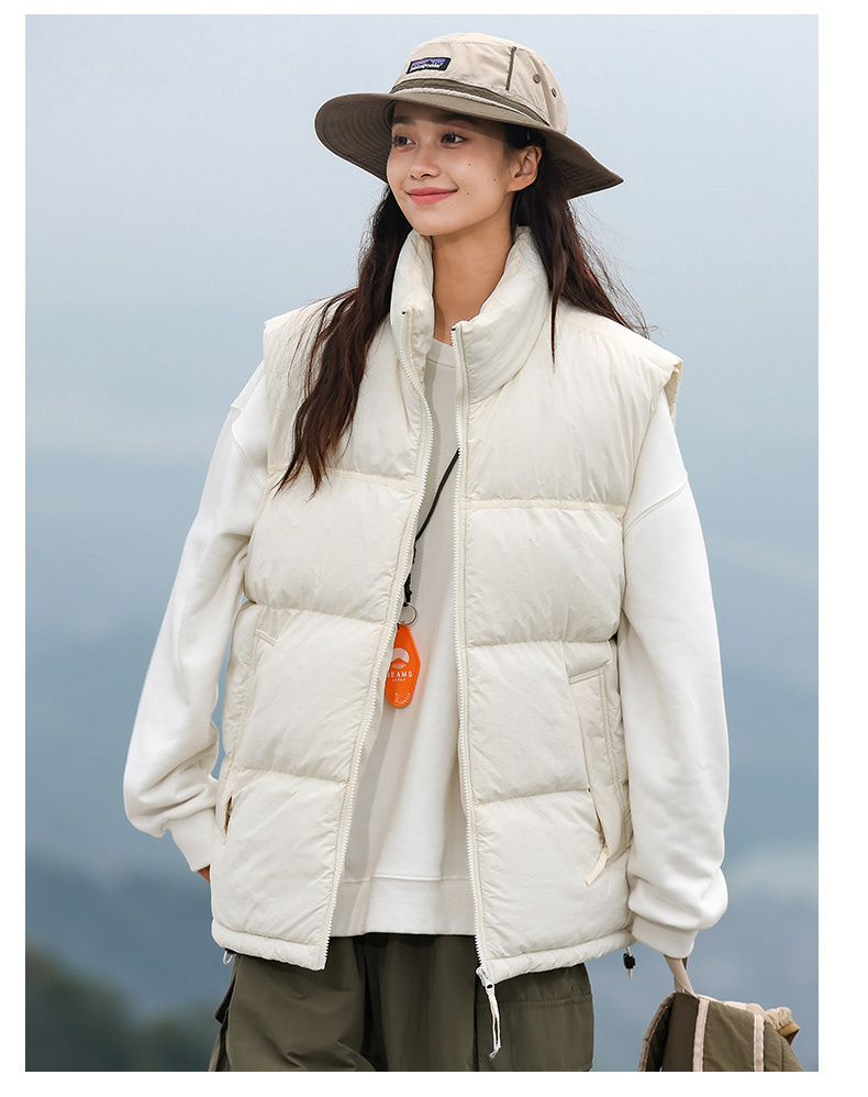 Nylon water-repellent stand-up collar couple down cotton vest KA2-838