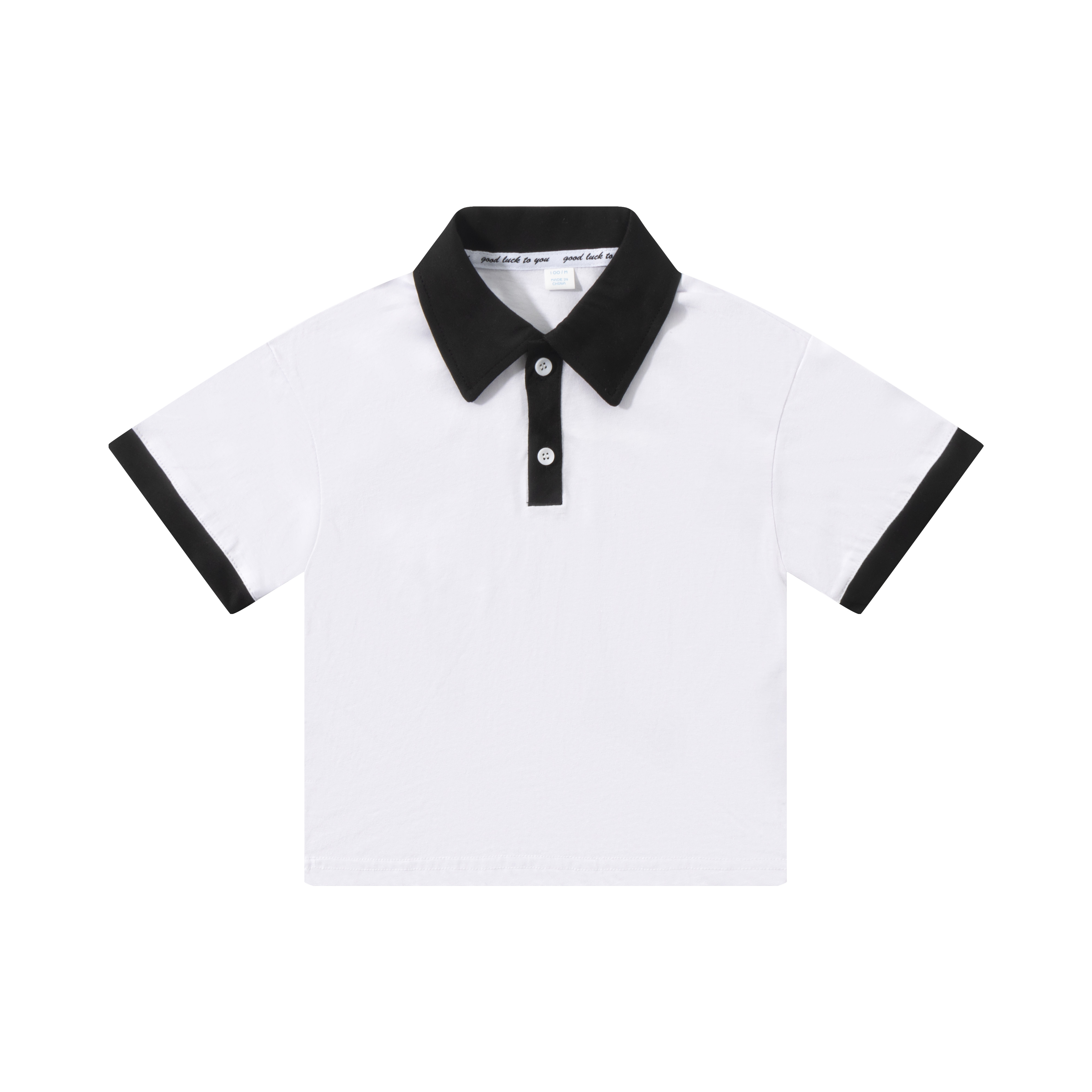 190gins style color matching drop shoulder short sleeve lapel polo shirt children GT4-F05-1