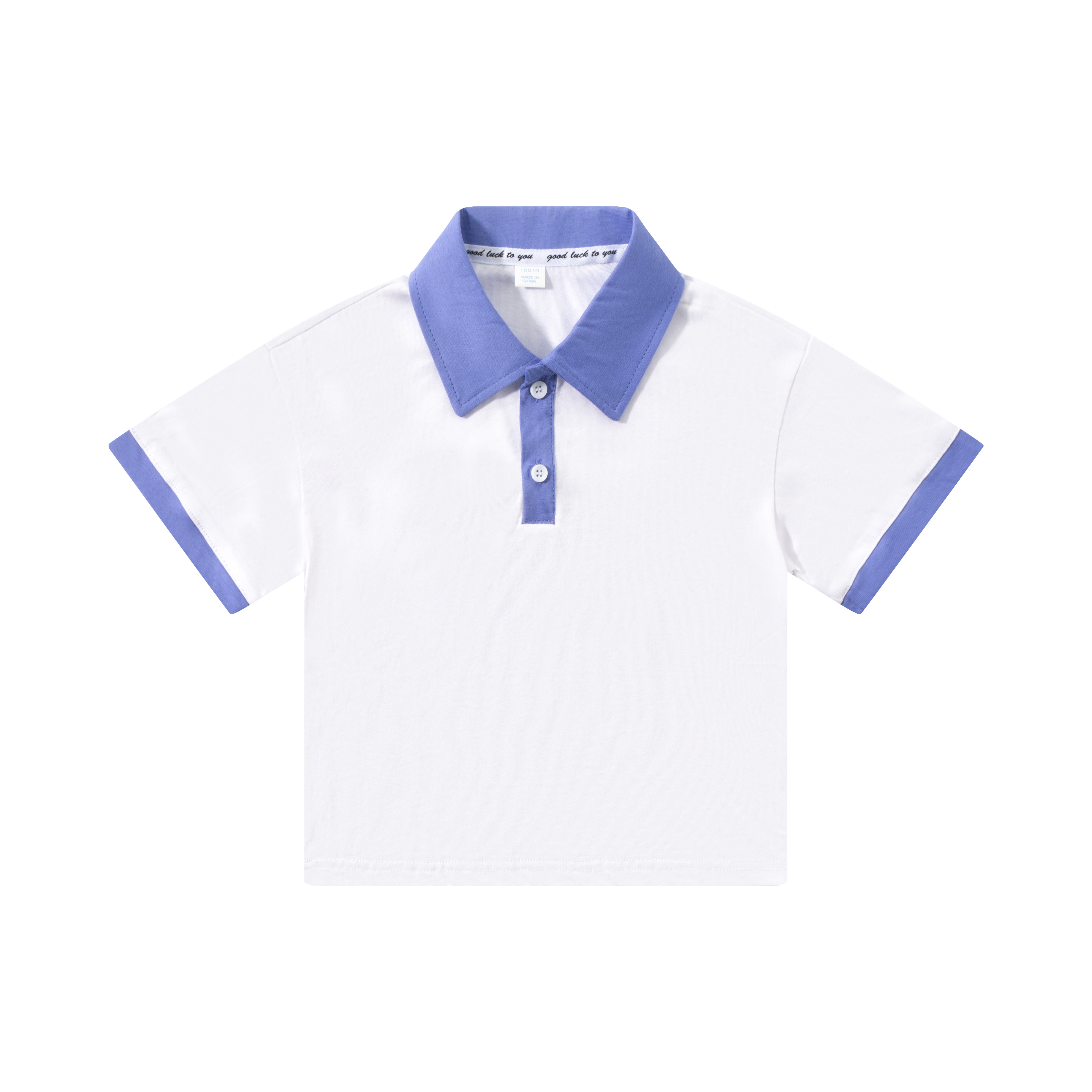 190gins style color matching drop shoulder short sleeve lapel polo shirt children GT4-F05-1