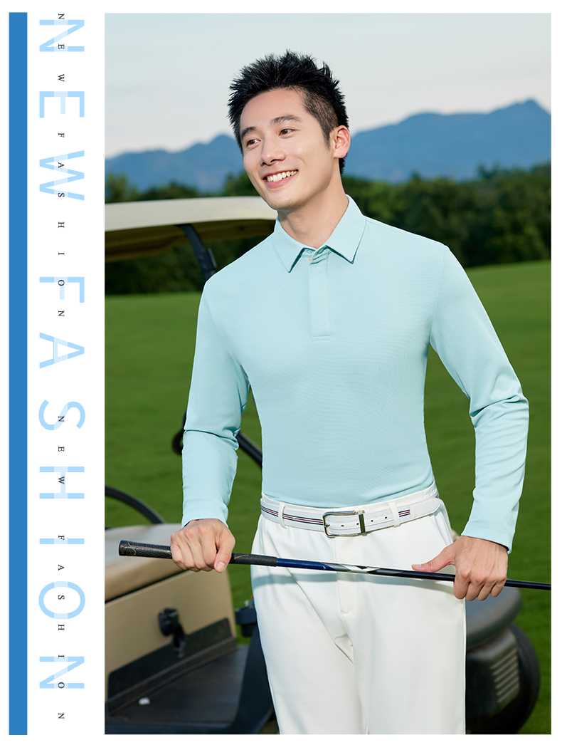 Jacquard refreshing silk golf hidden placket jacquard two-level collar long-sleeved POLO shirt GJ11-8828