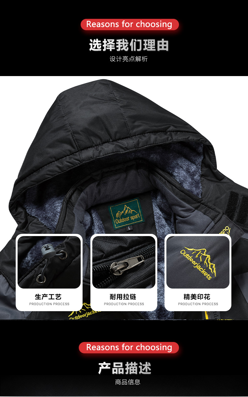 Multifunctional windproof, waterproof and warm jacket KF3-828