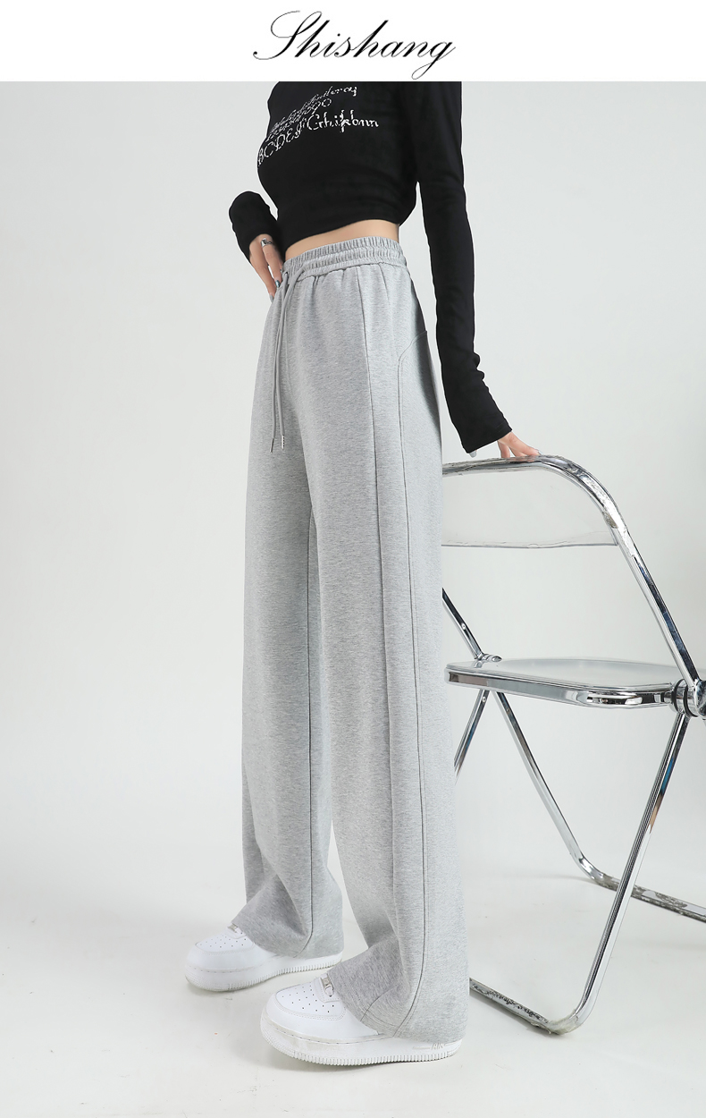 High waist drape design slim straight casual pants G32-2403