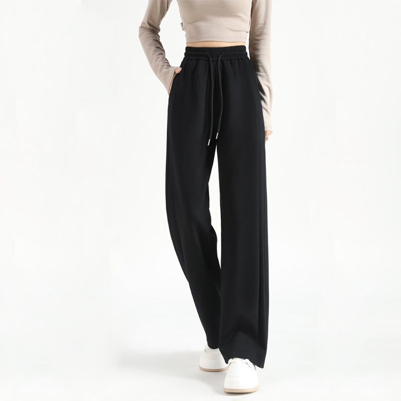 High waist drape design slim straight casual pants G32-2403