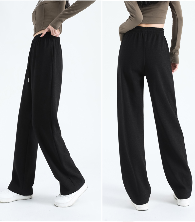 Waffle slim mid-rise straight wide-leg sports pants G32-7001