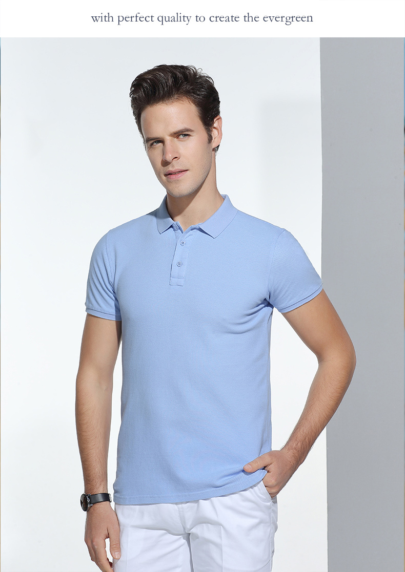 210g 32 count cotton ribbed solid color lapel short sleeve POLO shirt men GT1-2001 men