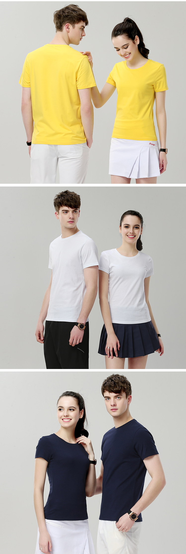 190g combed cotton plain weave round neck short-sleeved T-shirt for adults/children L04-W001