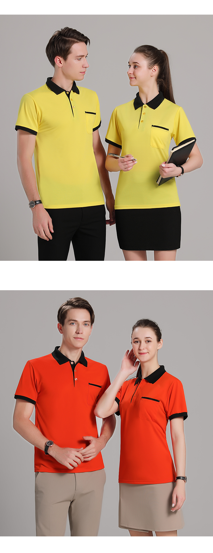 220g upgraded color matching pocket lapel short-sleeved POLO shirt universal style W01-8855