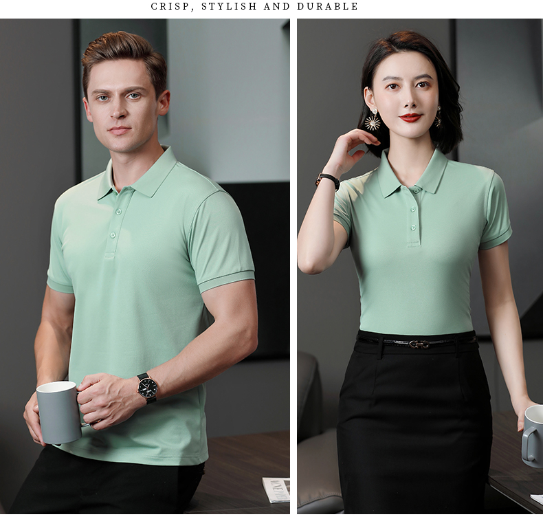 195g 40 count silk cotton solid color lapel short sleeve POLO shirt universal GJ15-6602