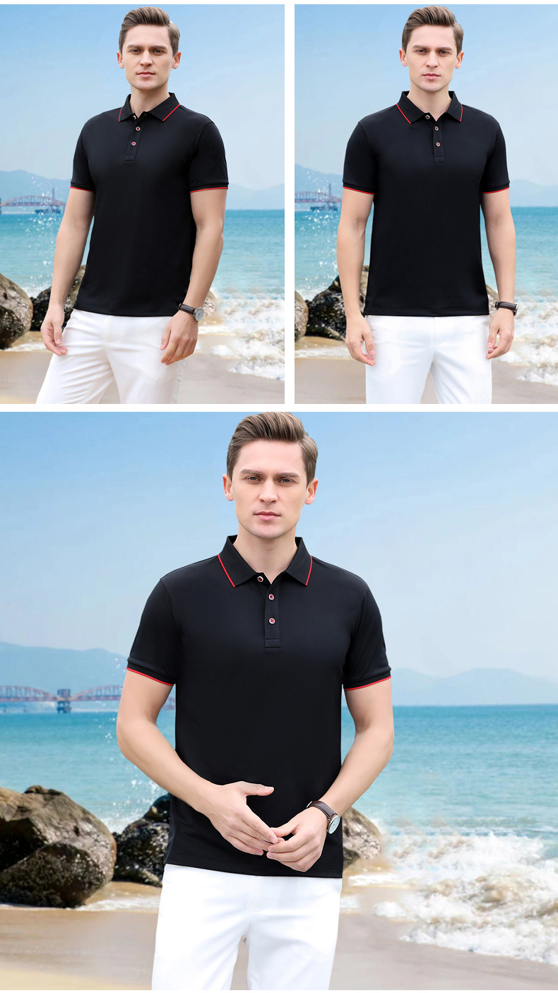 Quick-drying silk color collar lapel short-sleeved POLO shirt universal style GJ22-163