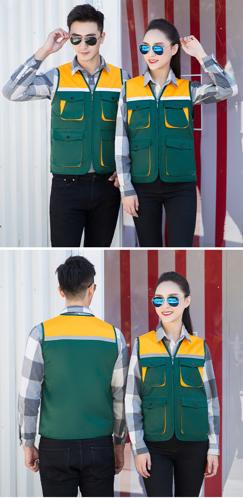 Color matching reflective 3D multi-pocket vest E01-S9002