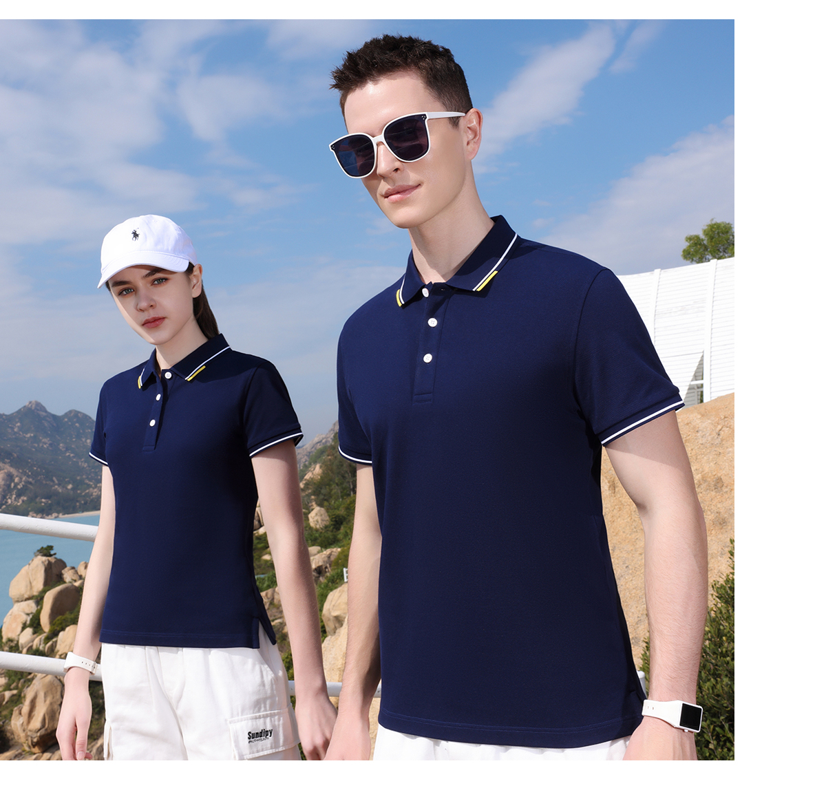 195g 26 count Fuji cotton pique lapel short sleeve POLO shirt universal GJ19-308